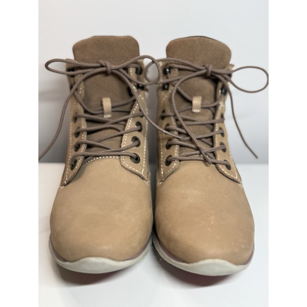 WORLDboots Swissbrand World Women Beige Nubuck Leather Combat Boots Size 9